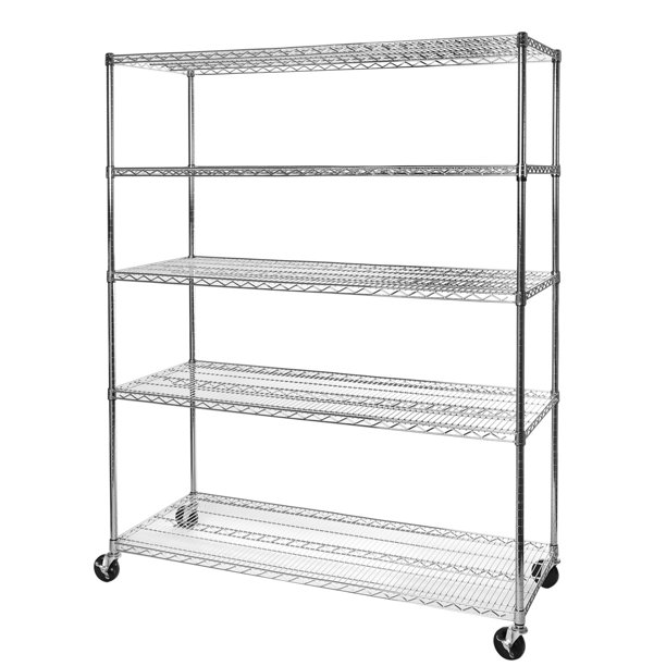 72 in. x 60 in. x 24 Commercial 5Tier Steel Wire Shelving with Wheels