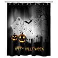 thumbnail image 2 of HVEST Halloween Shower Curtain,Ghost and Skull Pumpkin in Cemetery Bathroom Shower Curtain with Hooks,Dead Tree and Bat in Scary Night Polyester Waterproof Fabric Bath Decor Accessories 60x72 Inch, 2 of 6
