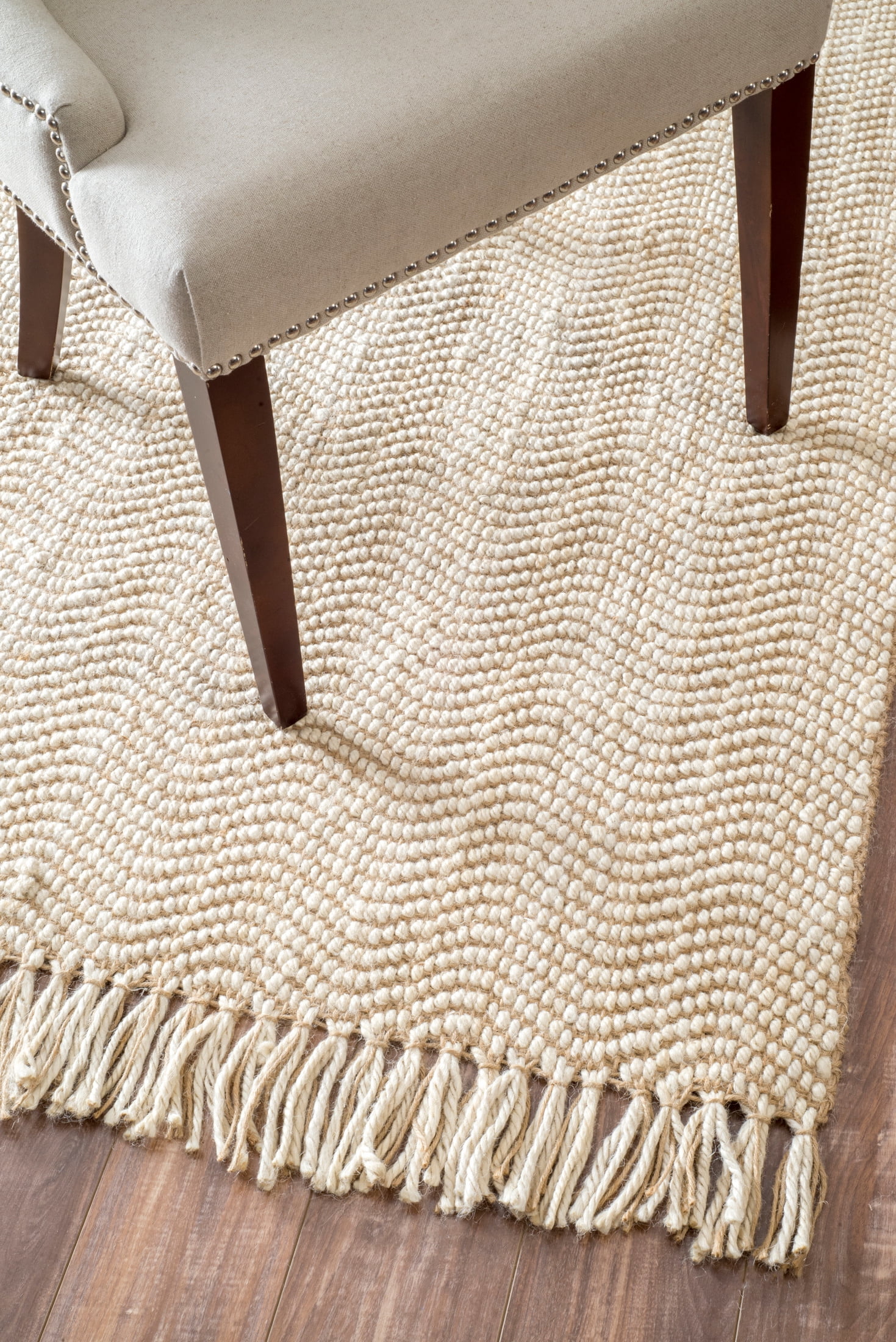nuLOOM Wavy Chevron Jute Accent Rug, 3' x 5', Natural