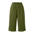 thumbnail image 7 of Cotton Linen Capri Pants for Women Lightweight Elastic Waist Loose Fit Straight Leg Casual Capris with Pockets, 7 of 7