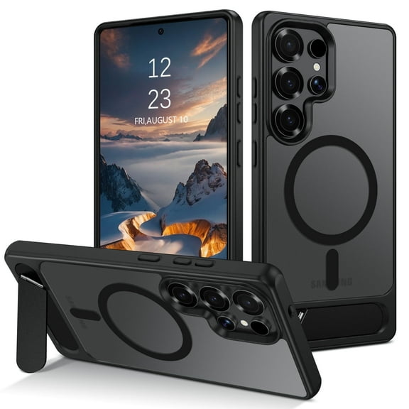 YINLAI Samsung Galaxy S25 Ultra Case 6.9",Adjustable Kickstand Cover Protective Magnetic Phone Case,Slim Translucent Matte Non-Slip Case for Samsung S25 Ultra,Black