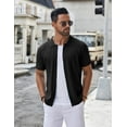 thumbnail image 5 of COOFANDY Mens Button Down Shirt Short Sleeve Polo Shirts Casual Vintage Beach Shirt Summer Shirts, 5 of 9