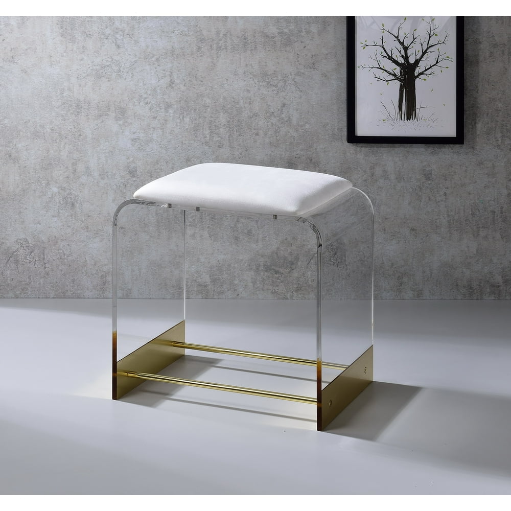 Acrylic Kayla Vanity Stool- Gold - Walmart.com - Walmart.com