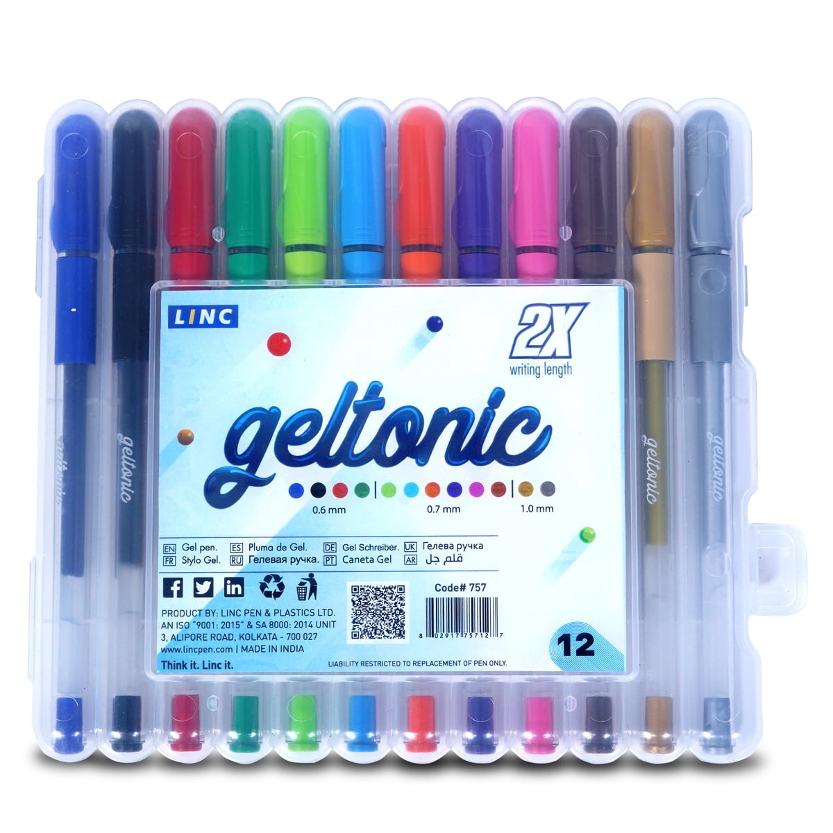 pack de stylo gel de 12 couleur pointe fine