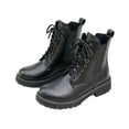 thumbnail image 7 of hopeusnice Round Toe Lace Up Elastic Panel Ankle Boots Women Leather Boots for Club Black 35, 7 of 7