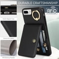 thumbnail image 6 of Allytechgroup iPhone 8 Plus/ 7 Plus Wallet Case, Ring Holder Stand Cards Slots Shockproof Retro Flip Back Cover Phone Case for Apple iPhone 8 Plus/ 7 Plus, Black, 6 of 8
