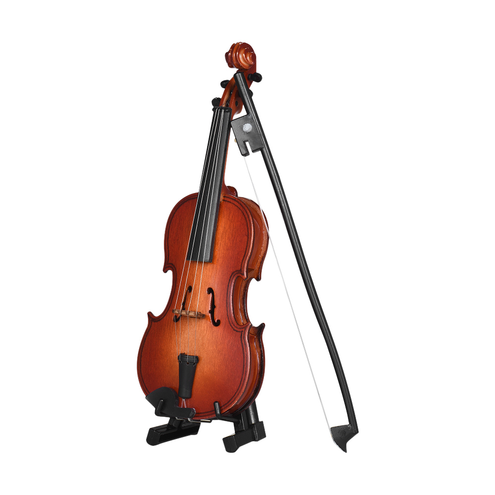 Lovely Chic Novelty Wooden Violin Miniature Ornament Violin Model Desk Decor