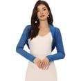 thumbnail image 1 of Cárdigan corto con parte delantera abierta para mujer, elegante, Bolero, para boda, negocios Azul real XL, 1 of 6