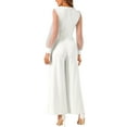 thumbnail image 3 of INSPIRE CHIC Women's Jumpsuits V Neck Mesh Long Sleeve Wide Leg Party Rompers XL White, 3 of 6