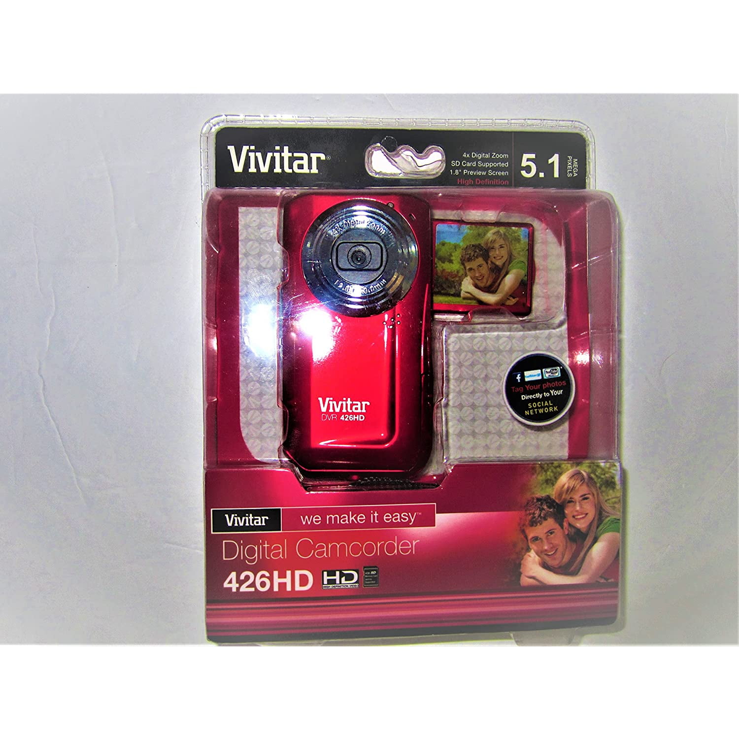 Vivitar RED Digital Camcorder Camera 426HD 1.8" LCD 4X Zoom BuiltIn