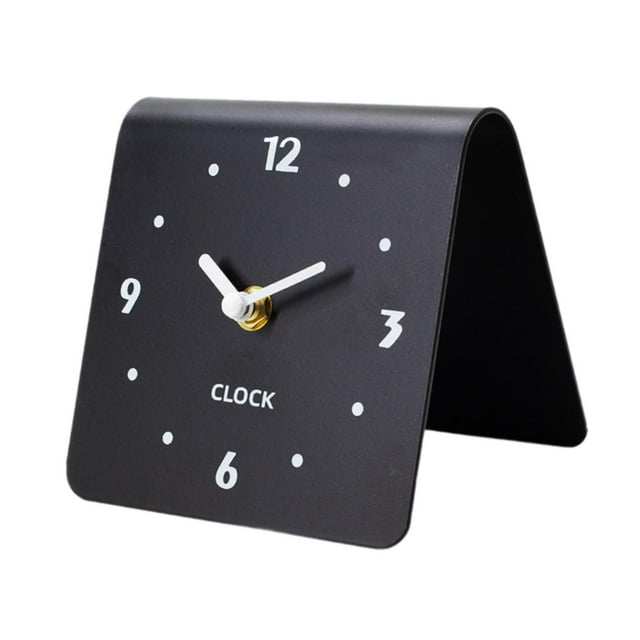 Reloj de escritorio, reloj decorativo, adorno de metal silencioso, reloj de mesa moderno, reloj de estante para decoración de interiores, sala de Negro