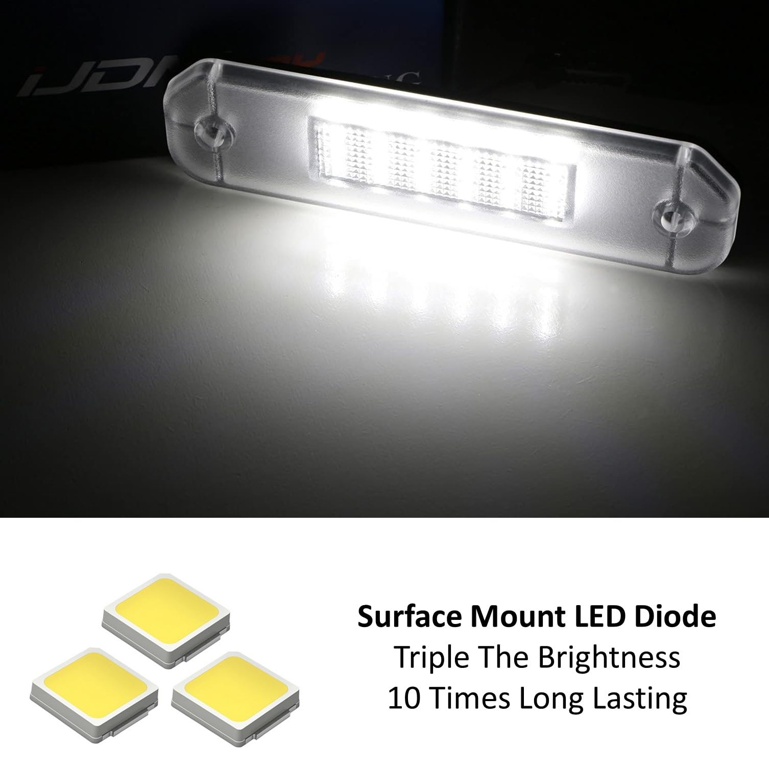 OEM-Fit 18-SMD Full LED License Plate Light Assembly For Honda 1996-2000 Gen6 Civic Coupe, 1993-1997 Del Sol Hatchback, Replace OEM Incandescent Lamps
