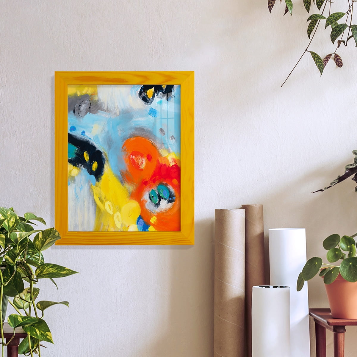 In the Loop II -Framed Print w/glass-Sunflower Yellow