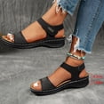 thumbnail image 2 of Orthopedic Sandals for Women Open Toe Rhinestone Band Slingabck Platform Wedges Breathable Footbed Arch Support Antislip Walking Shoes Black Size 9, 2 of 6