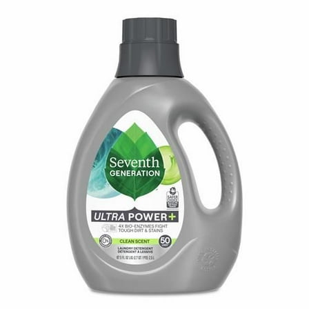 Seventh Generation Liquid Laundry Detergent, Clean Scent, 50 Loads, Power Fights Stains & 6X Cleaning Agents, 87.5 Fl Oz