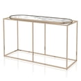 thumbnail image 3 of Jaide Metal Console Table, Champagne and White Faux Marble, 3 of 6