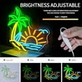 thumbnail image 2 of CADODIS Sunrise Neon Light Coconut Tree Surfboard LED Sign for Bedroom Bar Tiki Party Decor, Summer Beach Wall Light USB Powered Dimmable Sign, 2 of 5