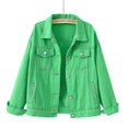 thumbnail image 1 of Chaqueta vaquera para mujer, chaqueta corta holgada de manga larga, Top informal de talla grande, 1 of 2