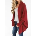 thumbnail image 2 of Cardigan Ouvert sur le devant pour Femmes Pull en Tricot à Manches Chauve-Souris Drapé, 2 of 3
