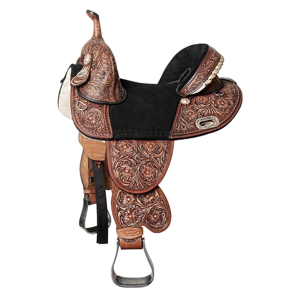 HILASON Western Horse Treeless Trail Barrel American Leather Saddle | Horse Saddle | Western Saddle | Treeless Saddle | Saddle for Horses | Horse Leather Saddle