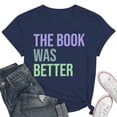 thumbnail image 2 of Delayuji Women's Read Print Loose Casual Long Sleeved T Shirt Blue L Polyester,Spandex Short Sleeve Shirts for Women, 2 of 5