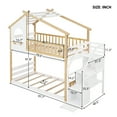 thumbnail image 7 of Stairway Bunk Bed Twin over Twin, 2-in-1 House-shaped Bed Frame with Roof and Storage Staircase, Modern Loft Bed with Safety Guardrails for Kids Boys Girls Bedroom, Natural, 7 of 7