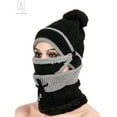 thumbnail image 4 of Gustave 3 in 1 Warm Anti-fog Beanie Hat Scarf and Mask Set, Fleece Inside Knitted Riding Cap Infinity Scarves Winter Accessories for Women (Black), 4 of 9