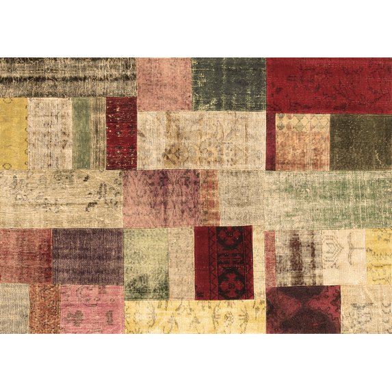 Ahgly Company Indoor Rectangle Patchwork Brown Transitional Area Rugs, 8' x 10'