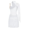 thumbnail image 5 of iiniim Latin Dance Dress Women Rumba Chacha Tango Single Sleeves Performance Clothing Latin Skirt Ivory M, 5 of 6