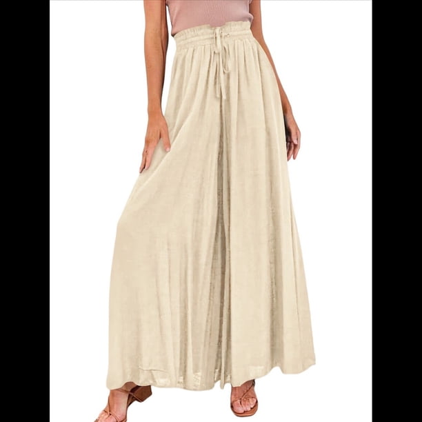 Pantalones Casuales para Mujer, con Cintura Elástica y Pierna , con Bolsillos. Albaricoque S