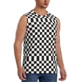 thumbnail image 2 of Bingfone Black and White Checkerboard Pattern Men's Tank Tops Workout Sleeveless Tee Shirts Running Beach Tanks for Men-Medium, 2 of 8