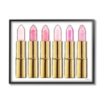 Stupell Industries Pink Gold Lipstick Glam Fashion Watercolor Framed Wall Art by Amanda Greenwood
