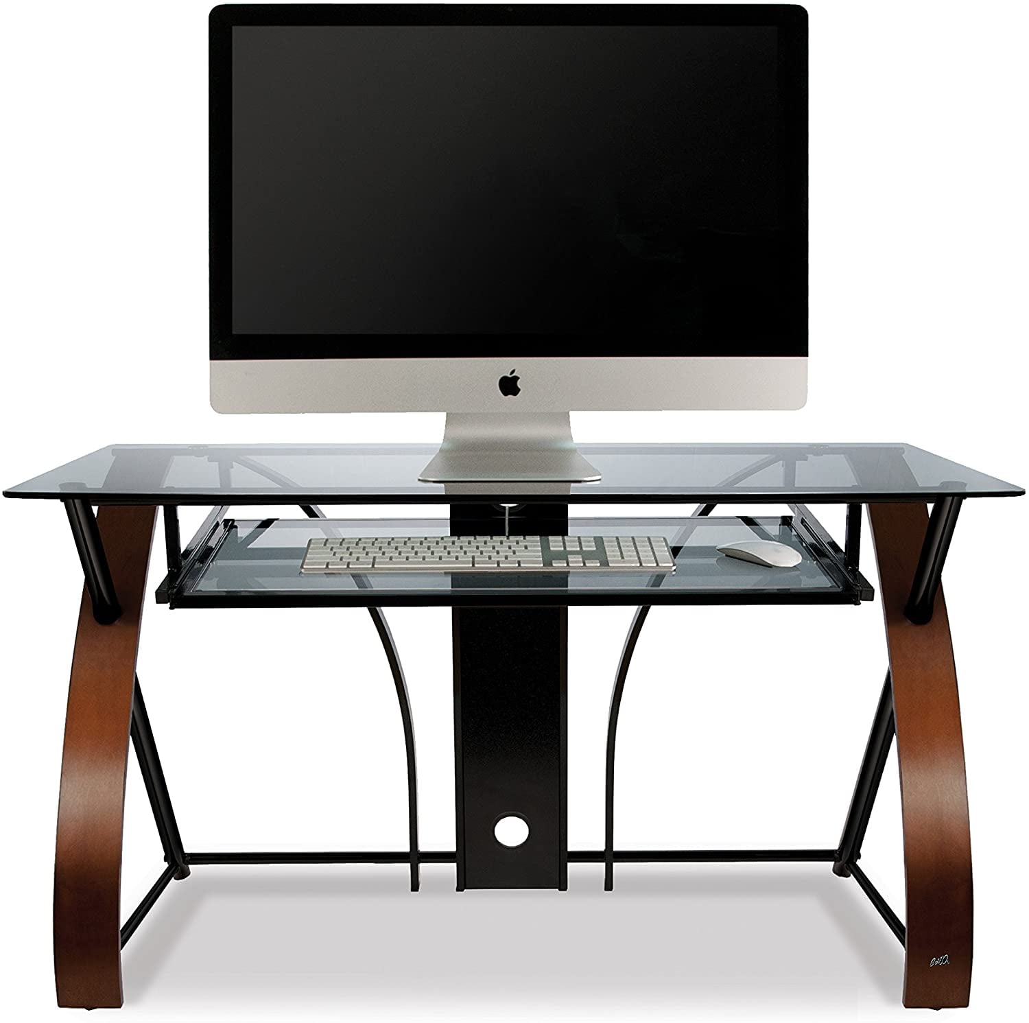Bell'O Curved Wood Computer Desk with Keyboard Tray CD8841