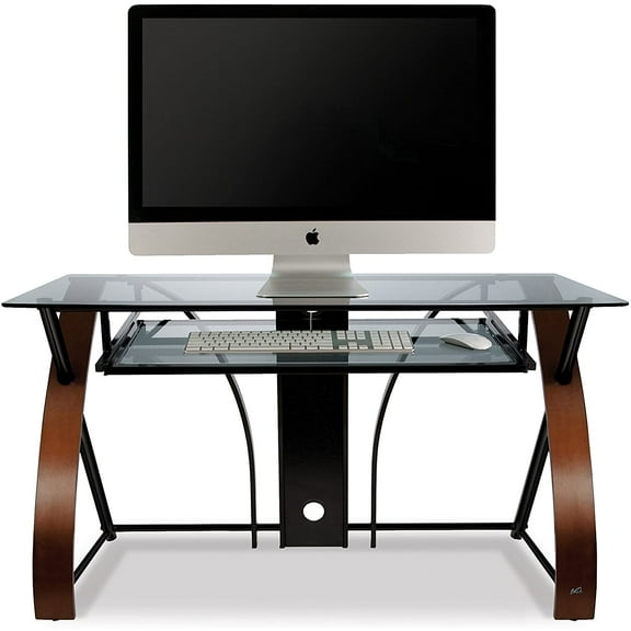 Bell'O Curved Wood Computer Desk with Keyboard Tray, 30 inch H - CD8841