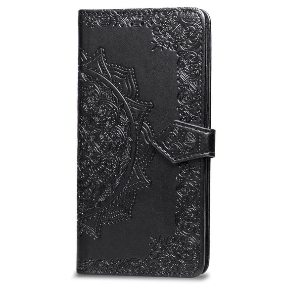 Galaxy Note 9 Wallet Cases and Covers, Allytech Slim Premium PU Flip Stand Cover Mandala Embossed Full Body Protection with Card Holder Magnetic Closure for Samsung Galaxy Note 9 Phone, Black