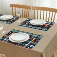 thumbnail image 3 of Blue and Orange Geometric Boho Pattern Summer Placemats Table Placemats Set Of 4-Linen Kitchen Washable Placemats Table Mats 11.8"x17.7"Non-Slip Heat Resistant, 3 of 6