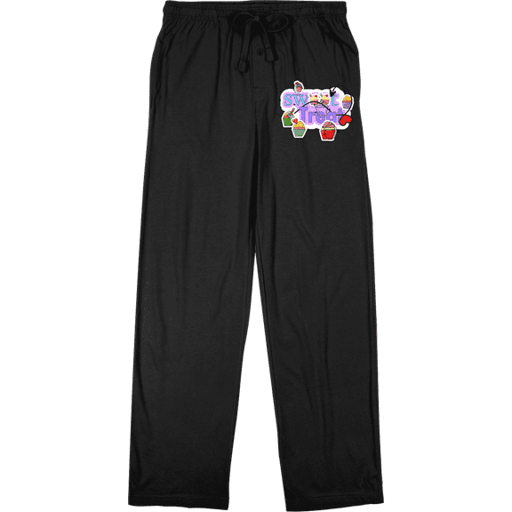 Sweet Treats Cupcake Stickers Men's Black Sleep Pajama Pants-Small