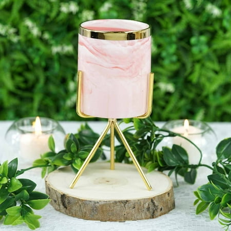 - BalsaCircle 8-Inch tall Ceramic Flower Pot with Gold Iron Stand Wedding Vases - Gift Centerpieces Decorations Discounted Supplies