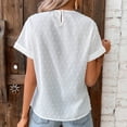 thumbnail image 3 of Women Short Sleeve T Shirt Pure Color Lace Trim Summer Top Tees for Work Shopping Daily Wear White M, 3 of 5