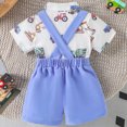 thumbnail image 6 of kaprioy Baby Boy Clothes Infant Baby Boy Outfits Dress Clothes Bowtie Tractor Romper Shirts Suspender Shorts Overalls Set Summer Suit, 6 of 9