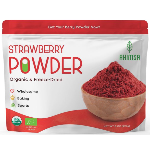 Ahimsa, Organic Freeze Dried Strawberry Powder, for Smoothie, Milk and