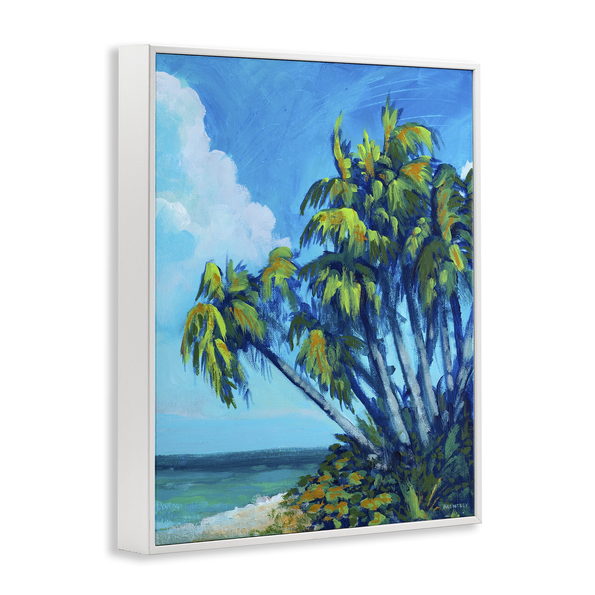Stupell Industries Cerulean Sky & Palms White Framed Giclee Art, design by Dan Meneely