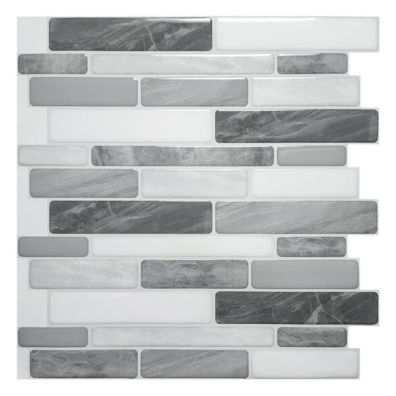 LongKing Peel and Stick Backsplash Tile Gray Marble Tile 12 in. x 12 in. (10-Pack)
