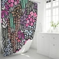 thumbnail image 2 of Extra Long Shower Curtain 72 x 84 Inch, Tall Cute Floral Shower Curtain for Bathroom, Black Hot Pink Wildflower Boho Cottagecore Fabric Shower Curtain Set with Hooks, 2 of 6