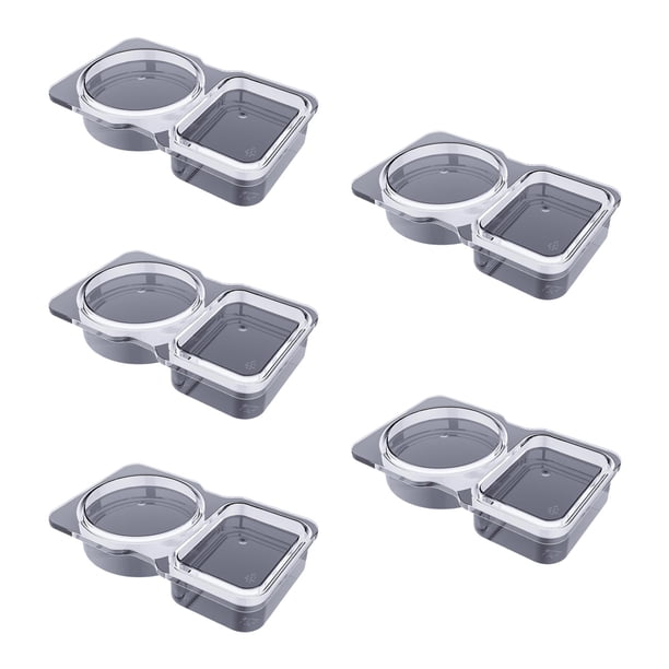 Recipientes para condimentos de doble compartimento con tapa, recipientes desechables para refrigerios de 2 compartimentos, vasos para porciones, recipientes de plástico reutilizables para