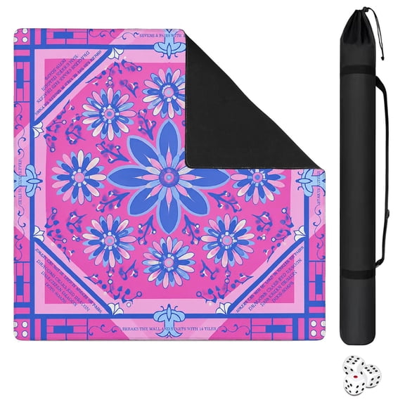 Anti Slip Noise Reducing Printed Learning Mahjong Mat 33 x 33 Equipped with Black Carrying Bag for Mah jongg Poker Board Games Dominoes and Card