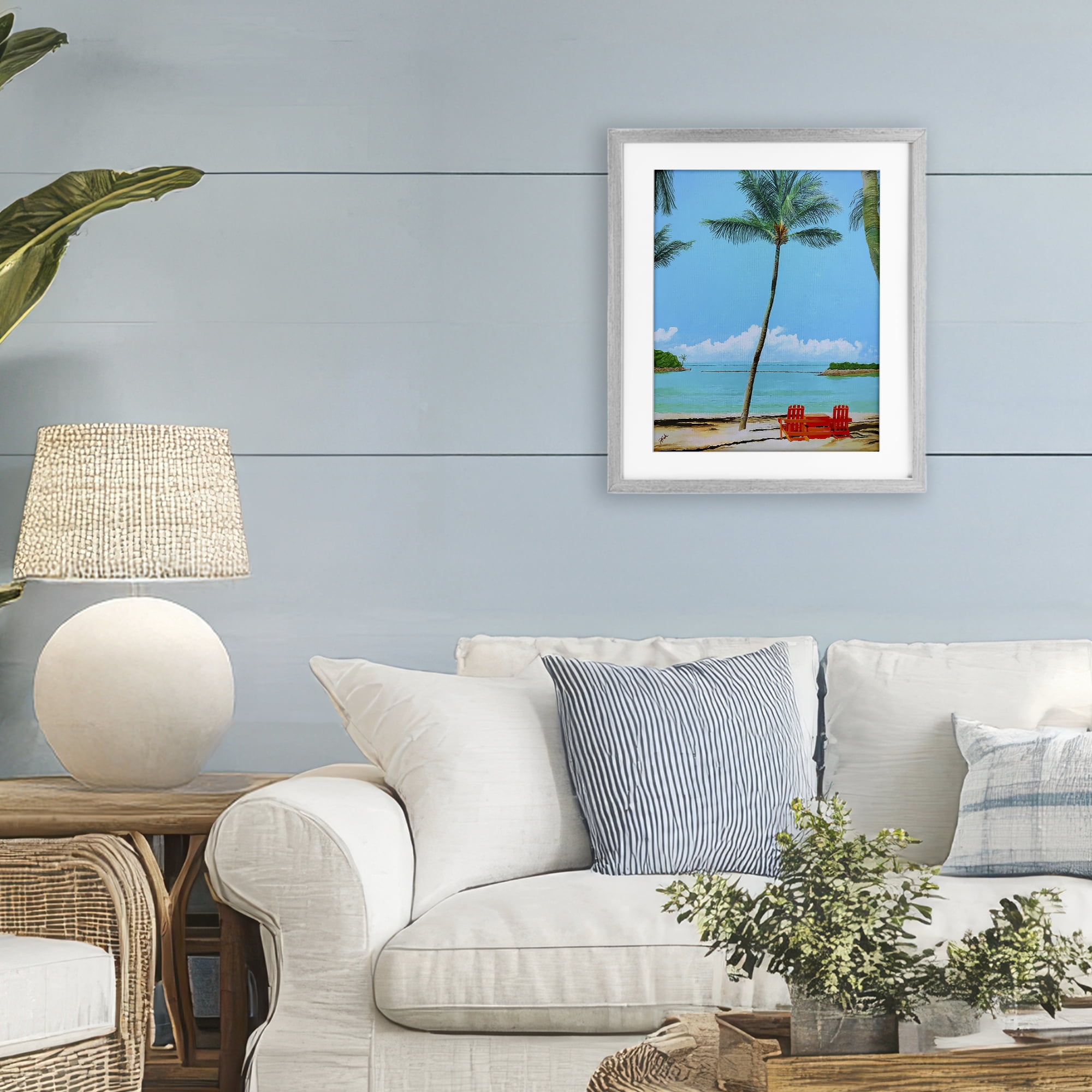 Stupell Industries Dreaming Of Palm Trees Gray Framed Print Under Glass, design by John Jaster