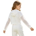 thumbnail image 5 of Aislor Girls Mesh Long Sleeve Drawstring Hooded Crop Top for Hip Hop Jazz Dancewear White 8, 5 of 7