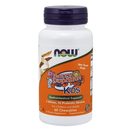 NOW Supplements, BerryDophilus™ with 2 Billion, 10 Probiotic Strains, Xylitol Sweetened, Strain Verified, 60