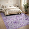 thumbnail image 3 of ODIKA 8'x10' Washable Area Rug Non-Slip Chair-Friendly Mat Purple Dotted Beige Tassel Border Decorative Pink Boho for Dining Room, Large Office, Lounge, 3 of 6